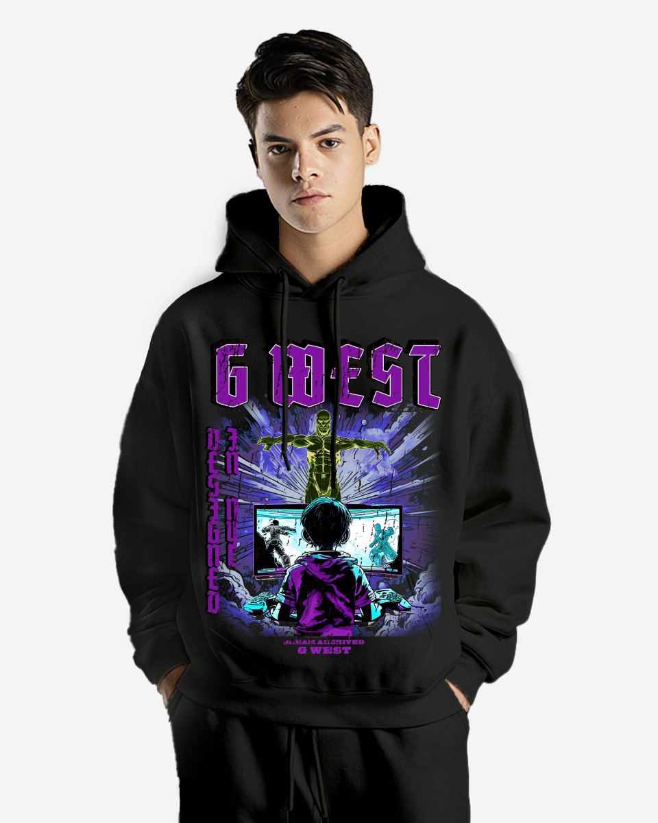 G West Game of G Purple Black Oversize Hoodie