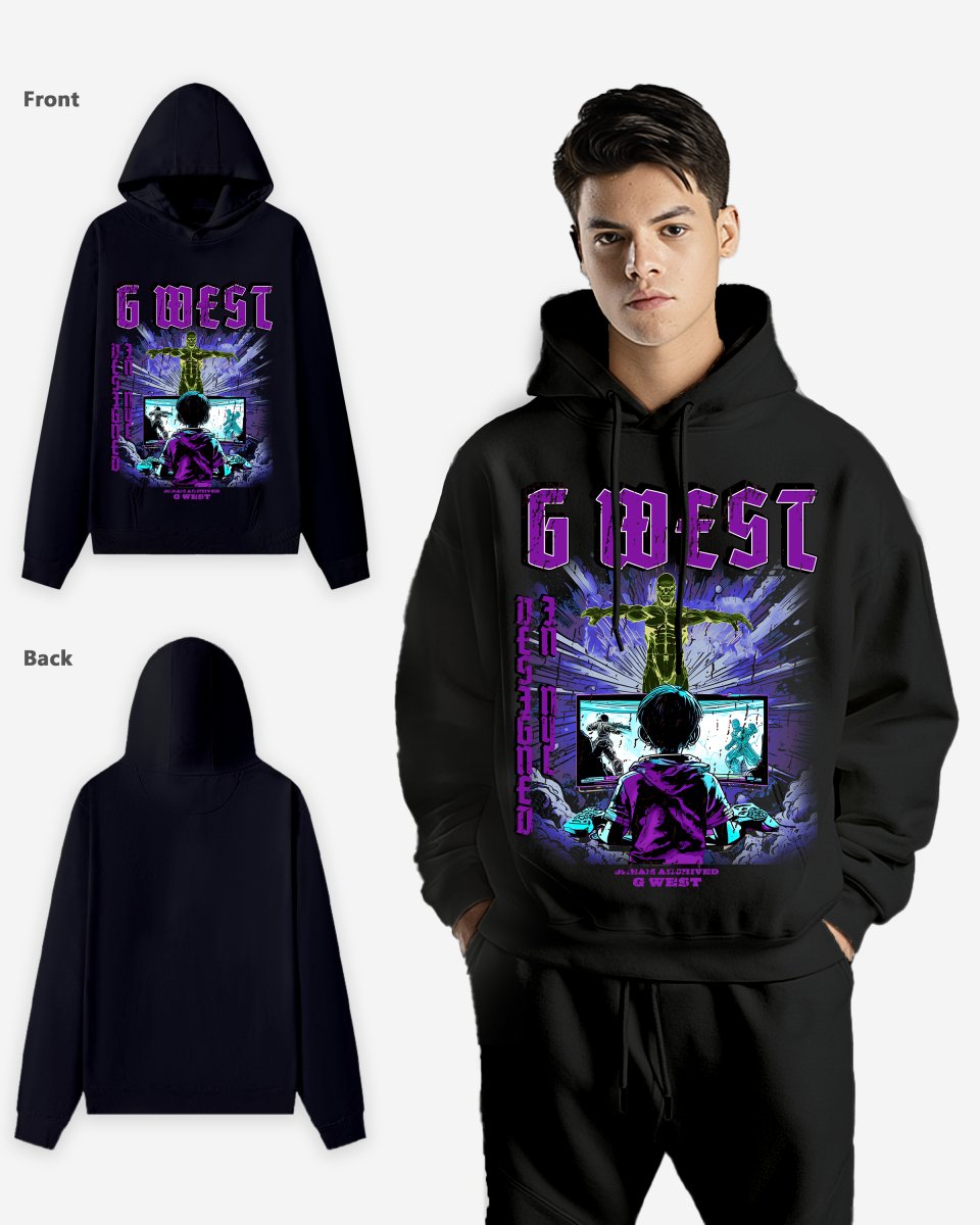 G West Game of G Purple Black Oversize Hoodie