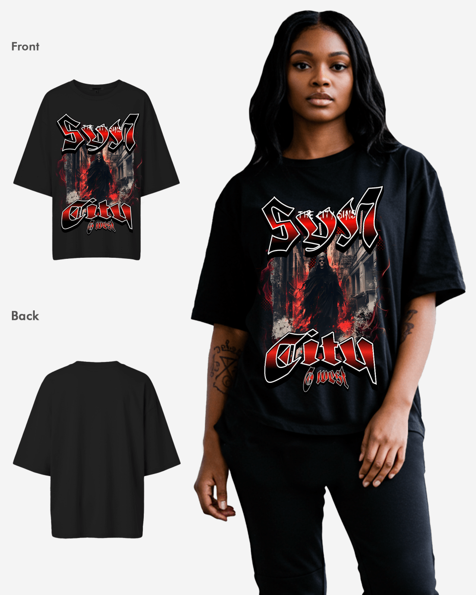 G WEST Ghost City Oversized Tee -WOMEN
