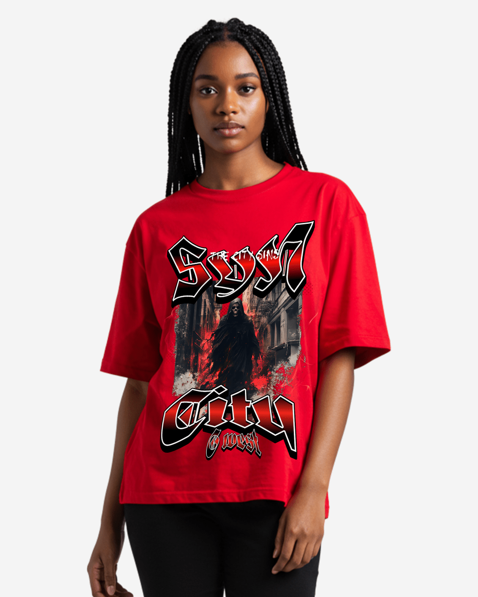 G WEST Ghost City Oversized Tee -WOMEN