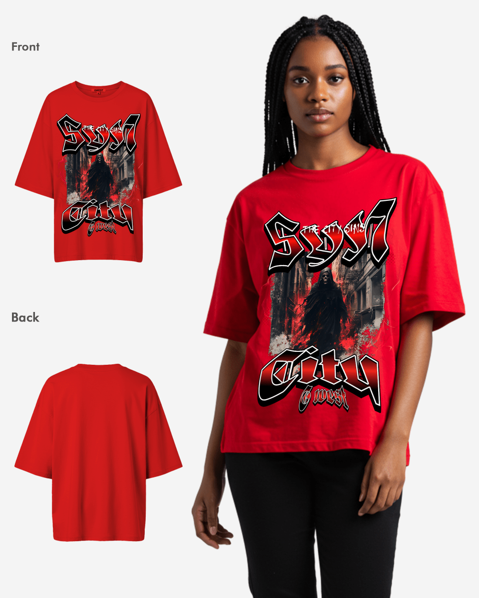 G WEST Ghost City Oversized Tee -WOMEN