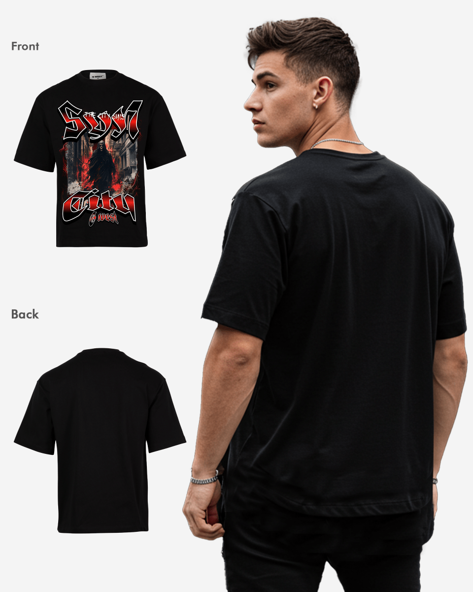 G WEST Ghost City Oversized Tee