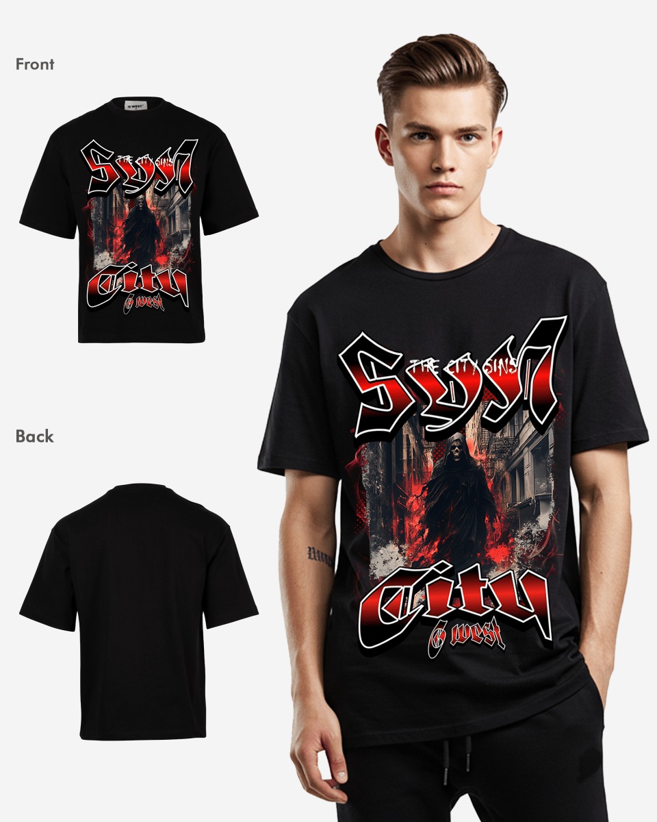 G WEST Ghost City Oversized Tee