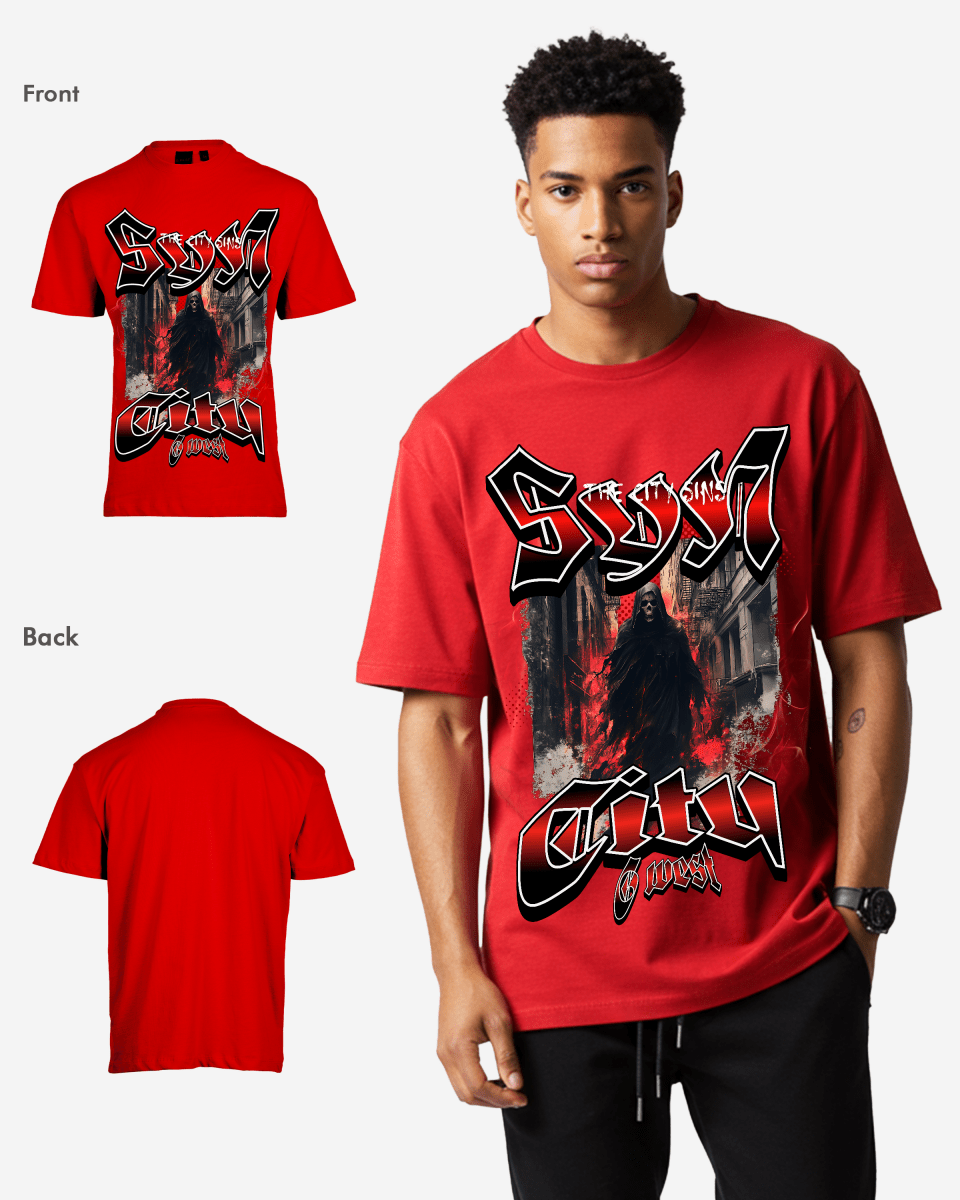 G WEST Ghost City Oversized Tee