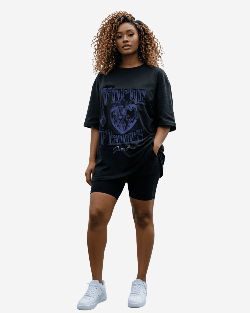 G West Heart Flames Oversized Women's T-Shirt