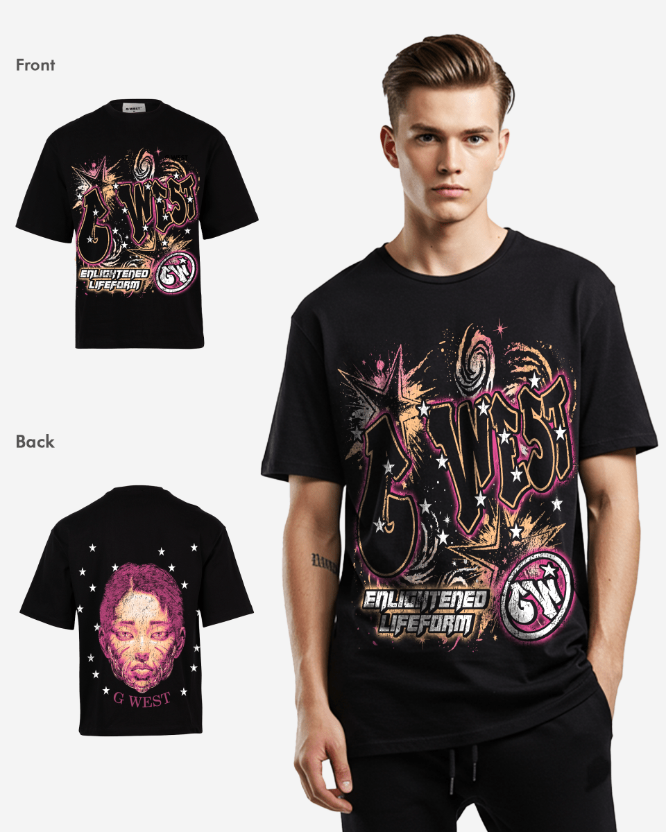 G West Illuminated Soul Double Hit Premium Oversized Tee Front And Back Print