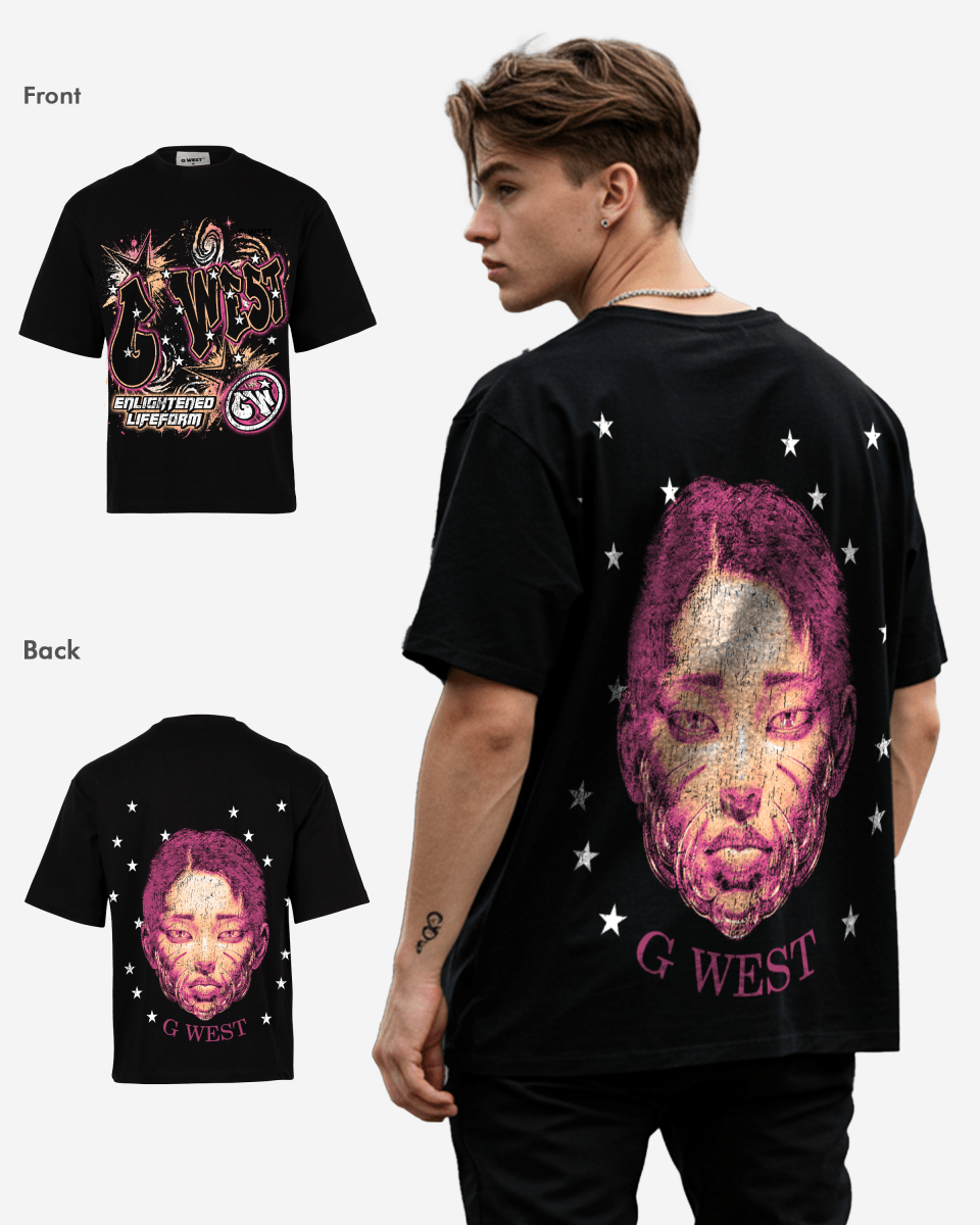 G West Illuminated Soul Double Hit Premium Oversized Tee Front And Back Print