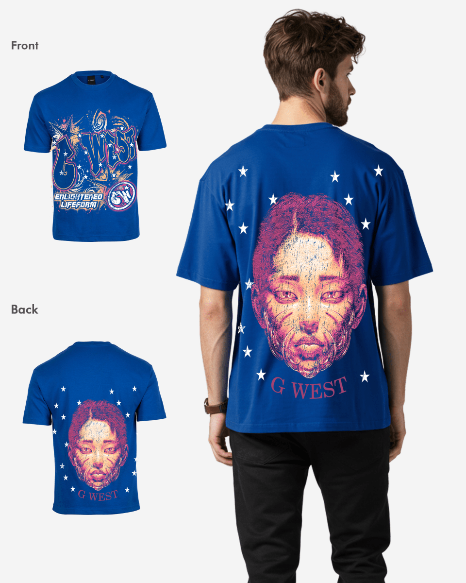 G West Illuminated Soul Double Hit Premium Oversized Tee Front And Back Print