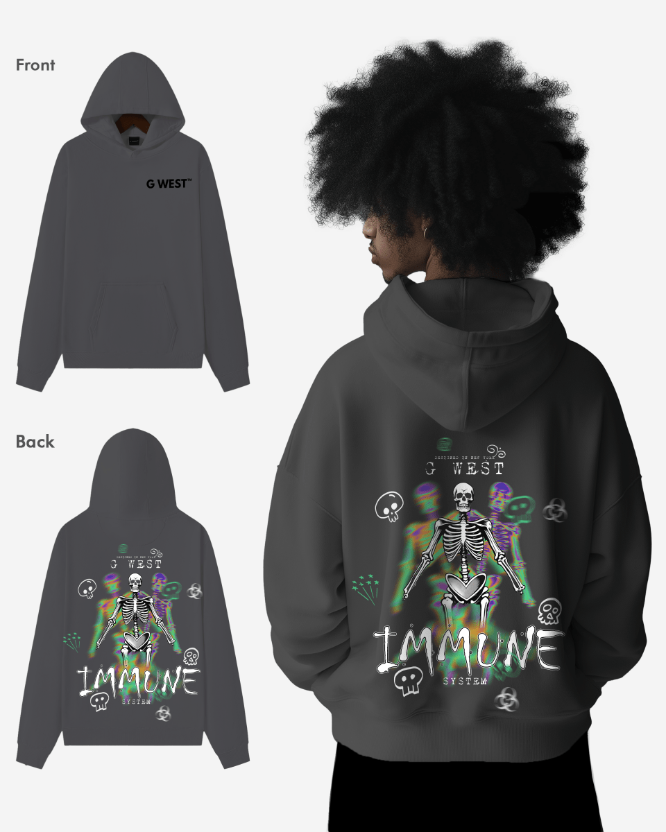 G West Imunne Skeleton Oversize Hoodie Mens Style