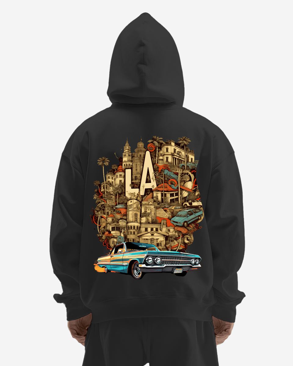 G West La Culture Black Heavy Premium Oversize Hoodie