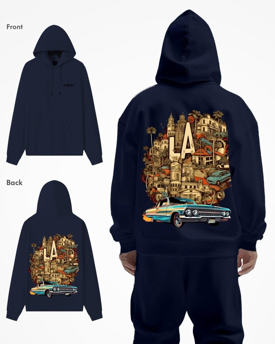 G West La Culture Black Heavy Premium Oversize Hoodie