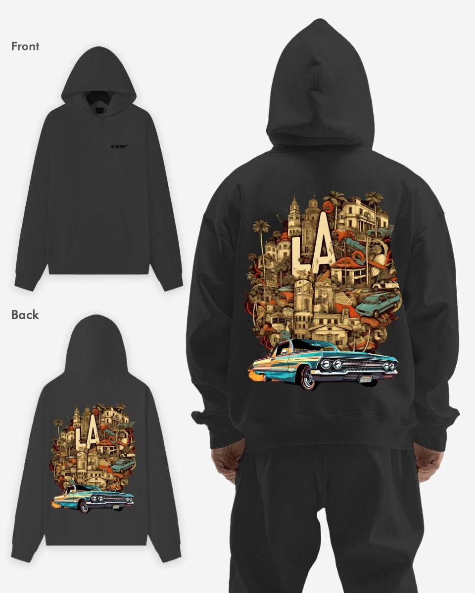 G West La Culture Black Heavy Premium Oversize Hoodie