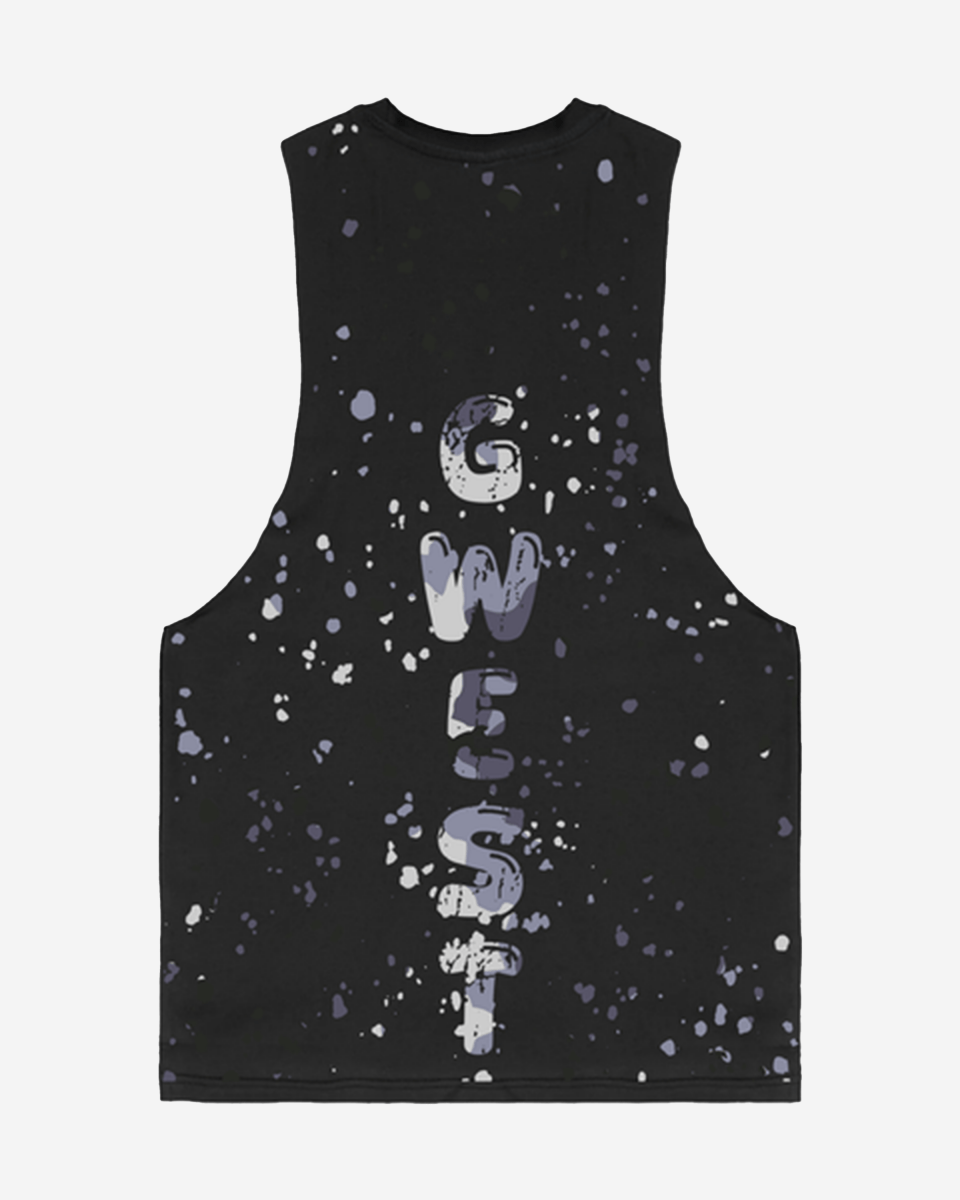 G  WEST LOGO ARMY GREY SPLATTRE BLACK TANKS