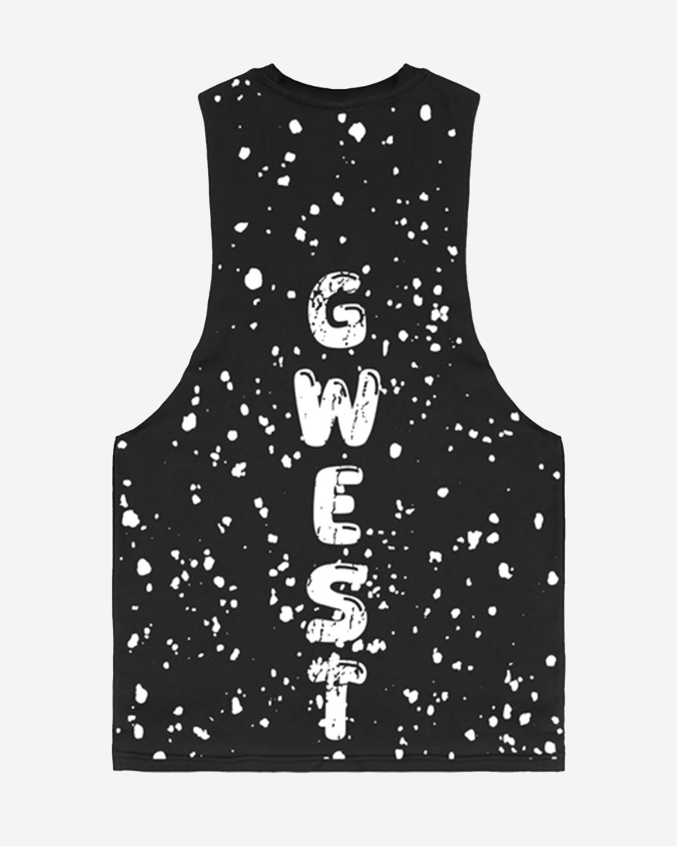G WEST LOGO MENS BLACK TANKS