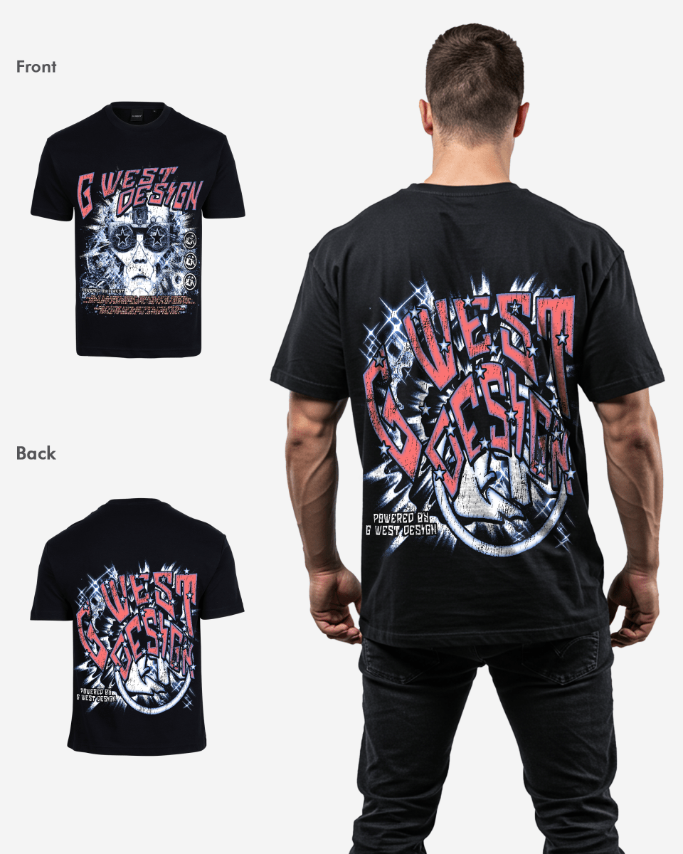 G West Mens Chasing Dreams Premium Oversized Tee Front And Back Print