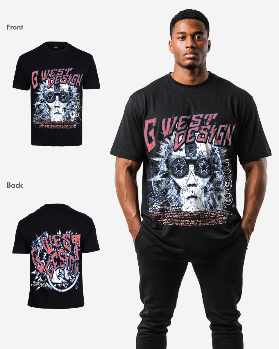 G West Mens Chasing Dreams Premium Oversized Tee Front And Back Print