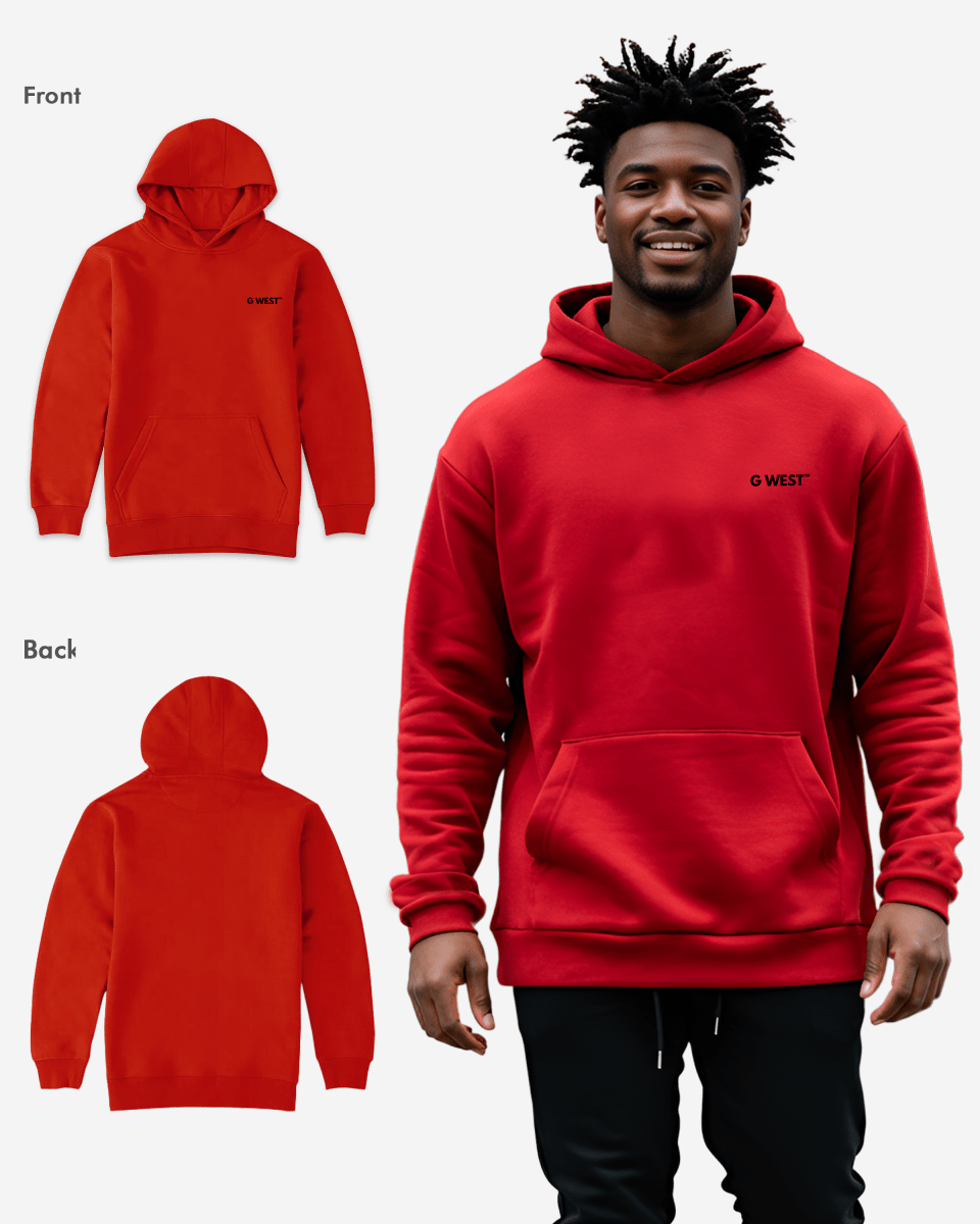 G WEST MENS PULLOVER HOODIE WITH LOGO : GWHDL7002 - 13 COLORS
