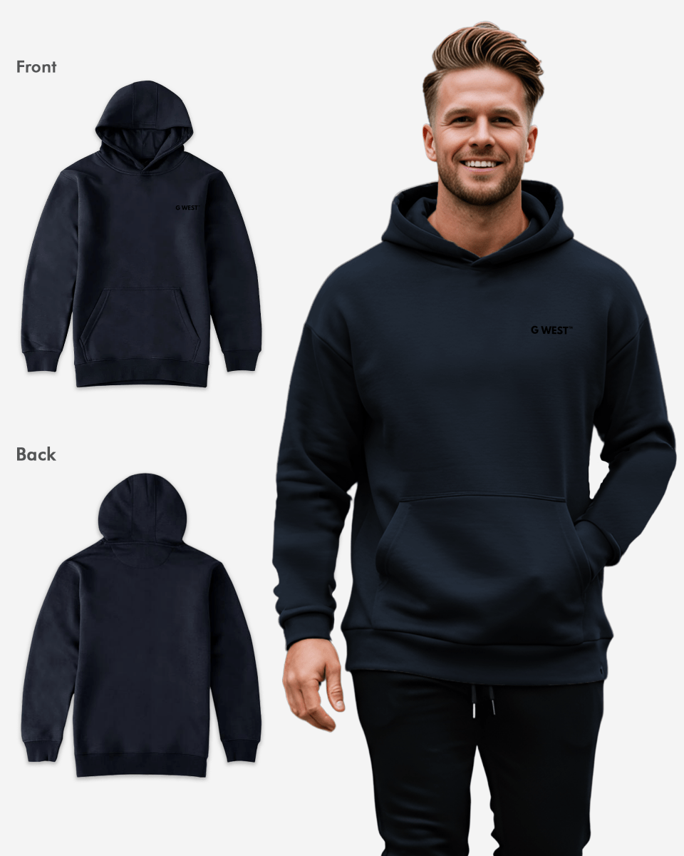 G WEST MENS PULLOVER HOODIE WITH LOGO : GWHDL7002 - 13 COLORS
