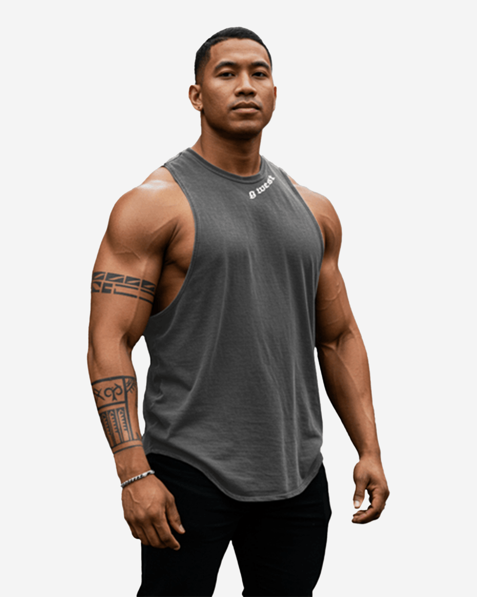 G WEST MENS TANKS - DARK GREY