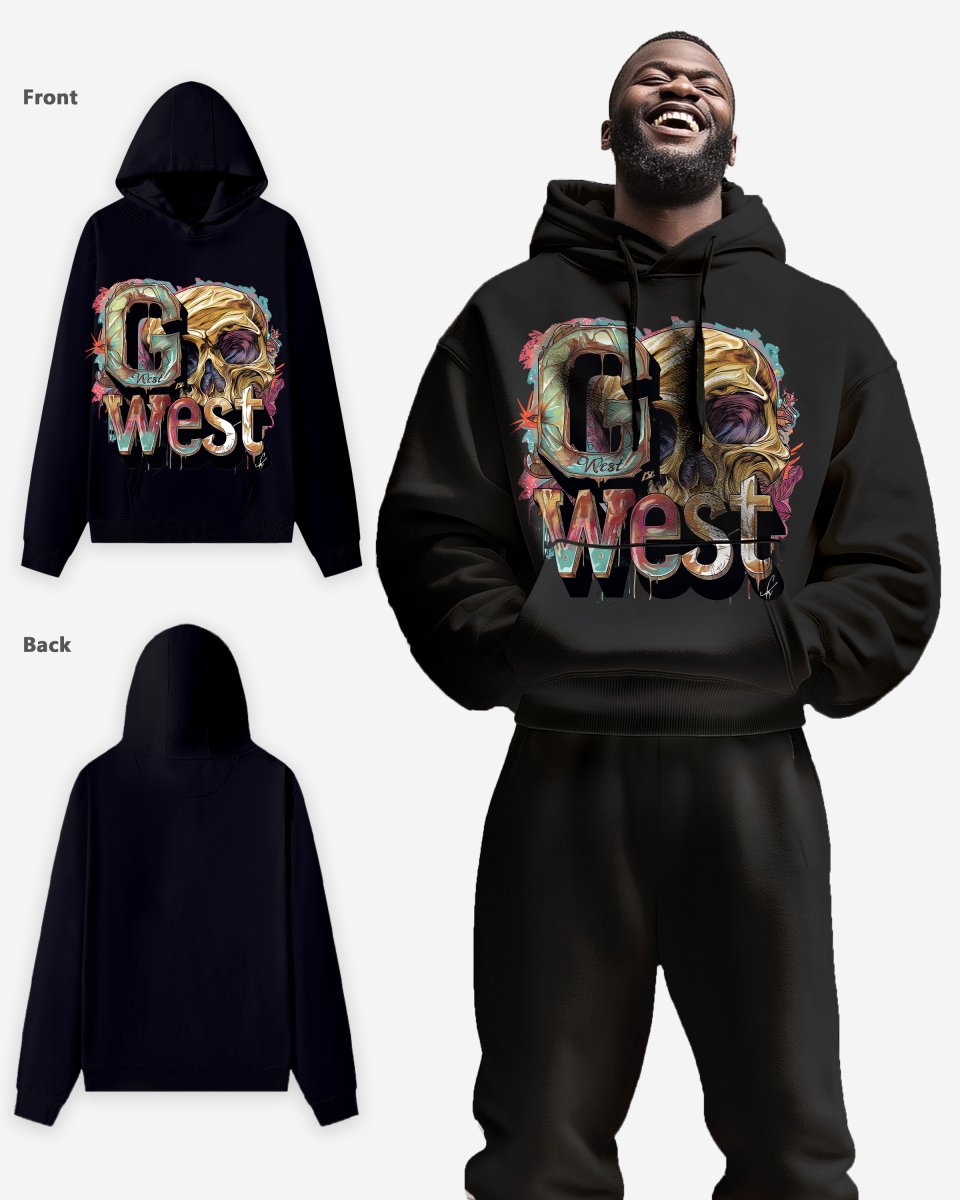 G West Multicolor Skull Oversize Hoodie