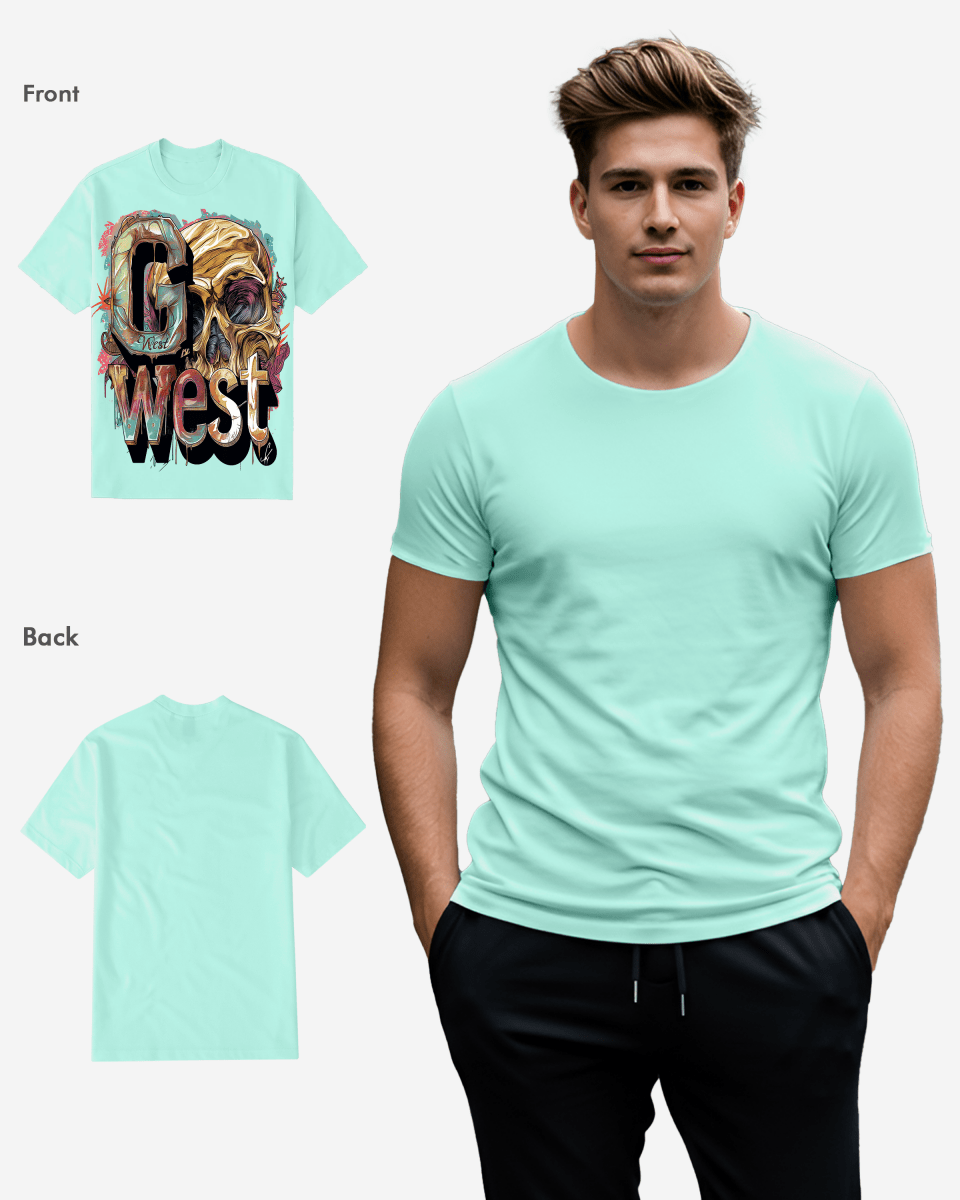 G WEST multicolor skull TEE