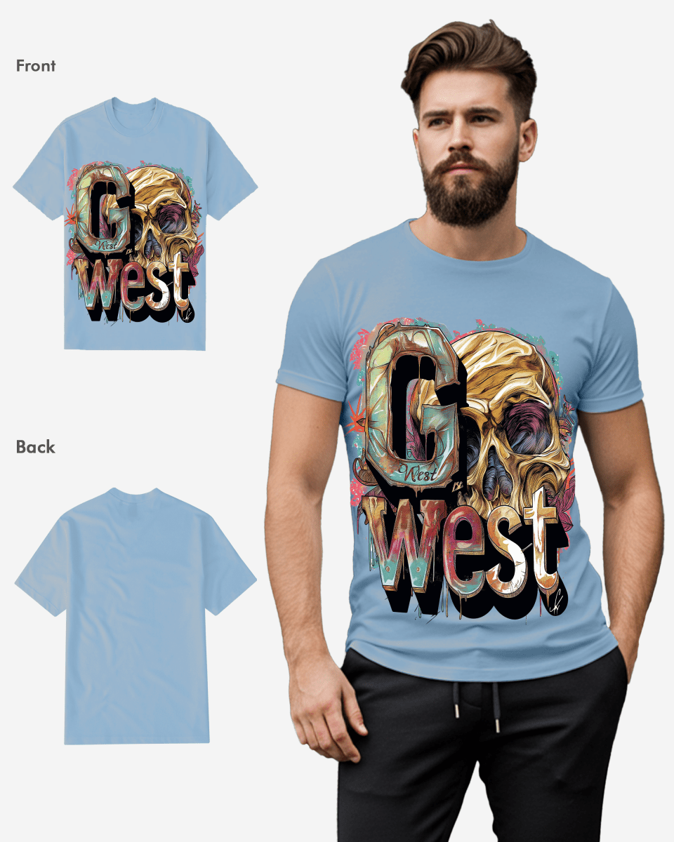 G WEST multicolor skull TEE