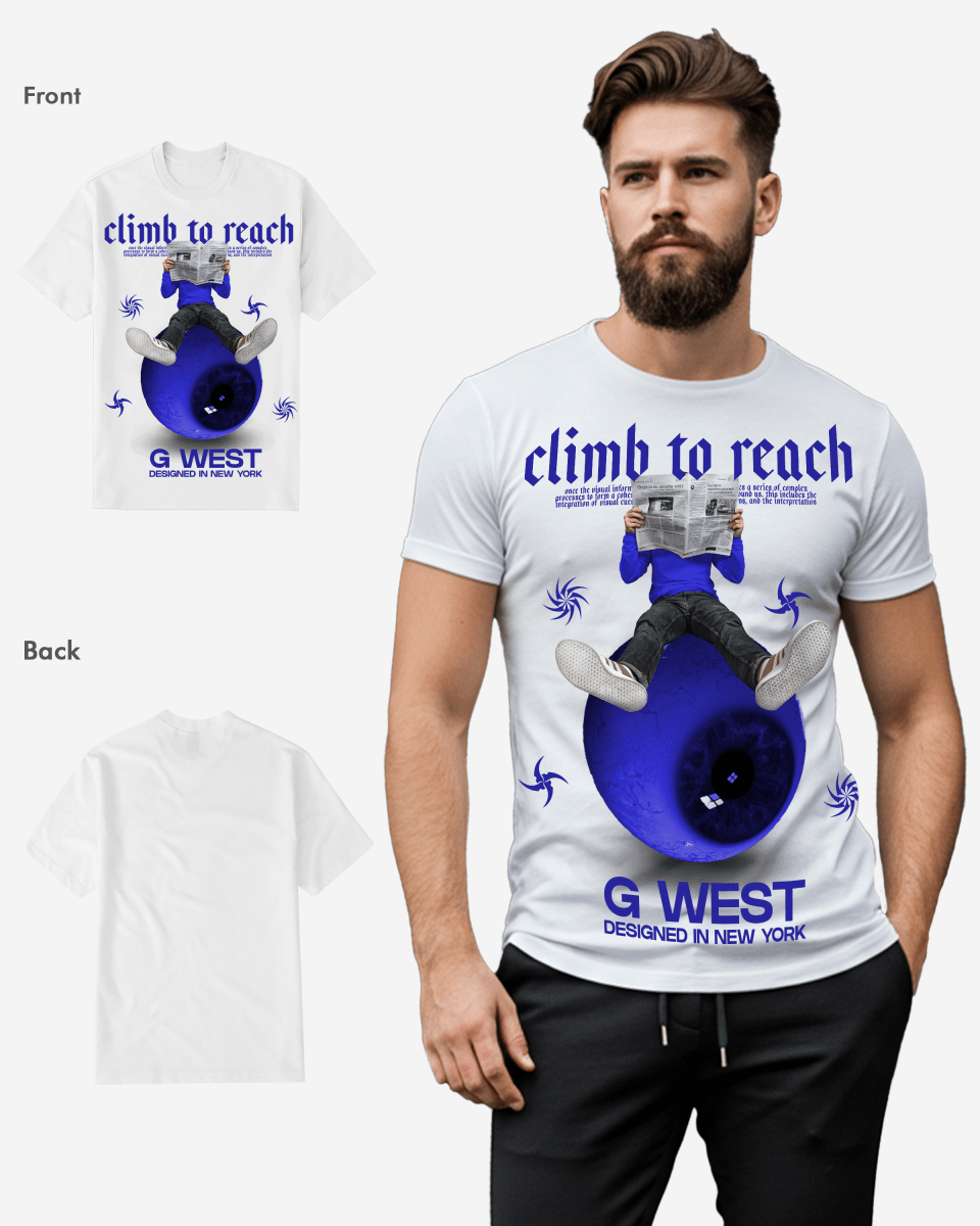 G West News Paper light Blue Tee