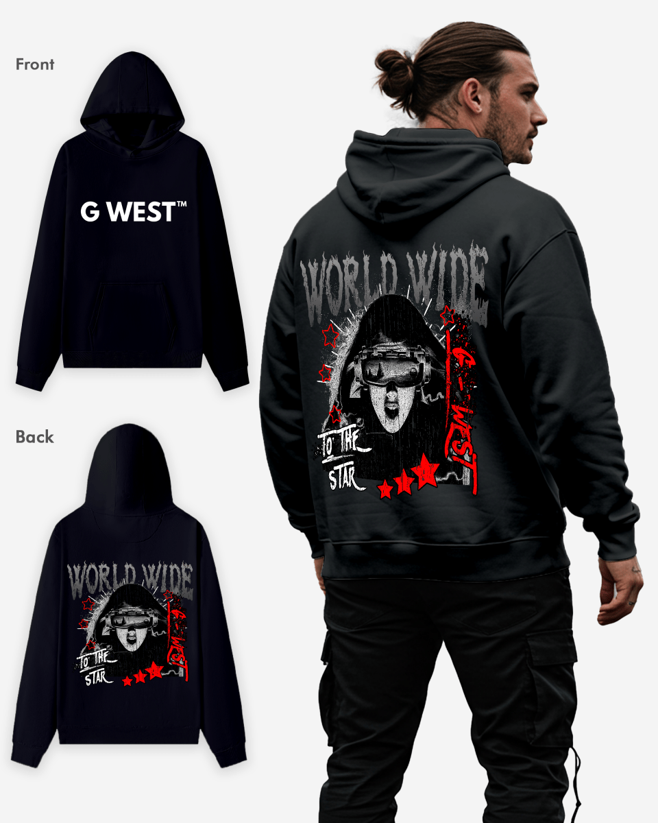G WEST OLD WORLD WIDE STAR HOODIE Big and Tall