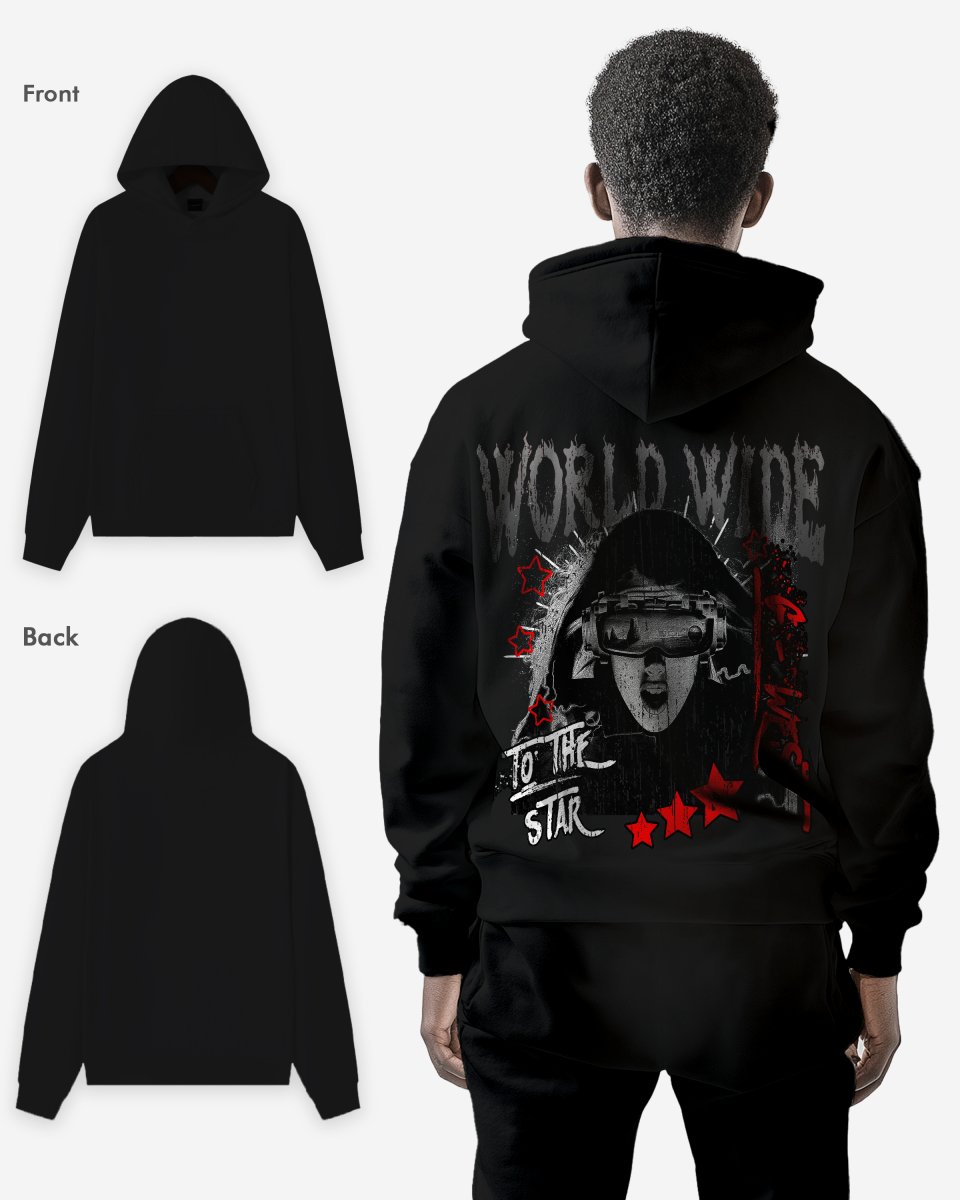 G WEST OLD WORLD WIDE STAR OVERSIZE HOODIE