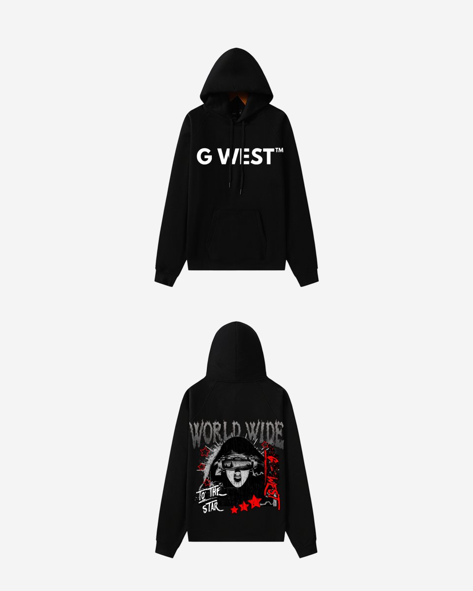 G WEST OLD WORLD WIDE STAR OVERSIZE HOODIE