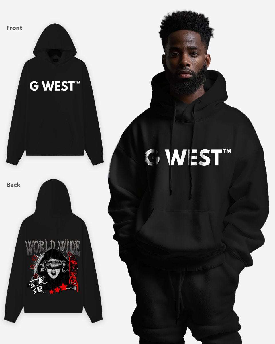 G WEST OLD WORLD WIDE STAR OVERSIZE HOODIE
