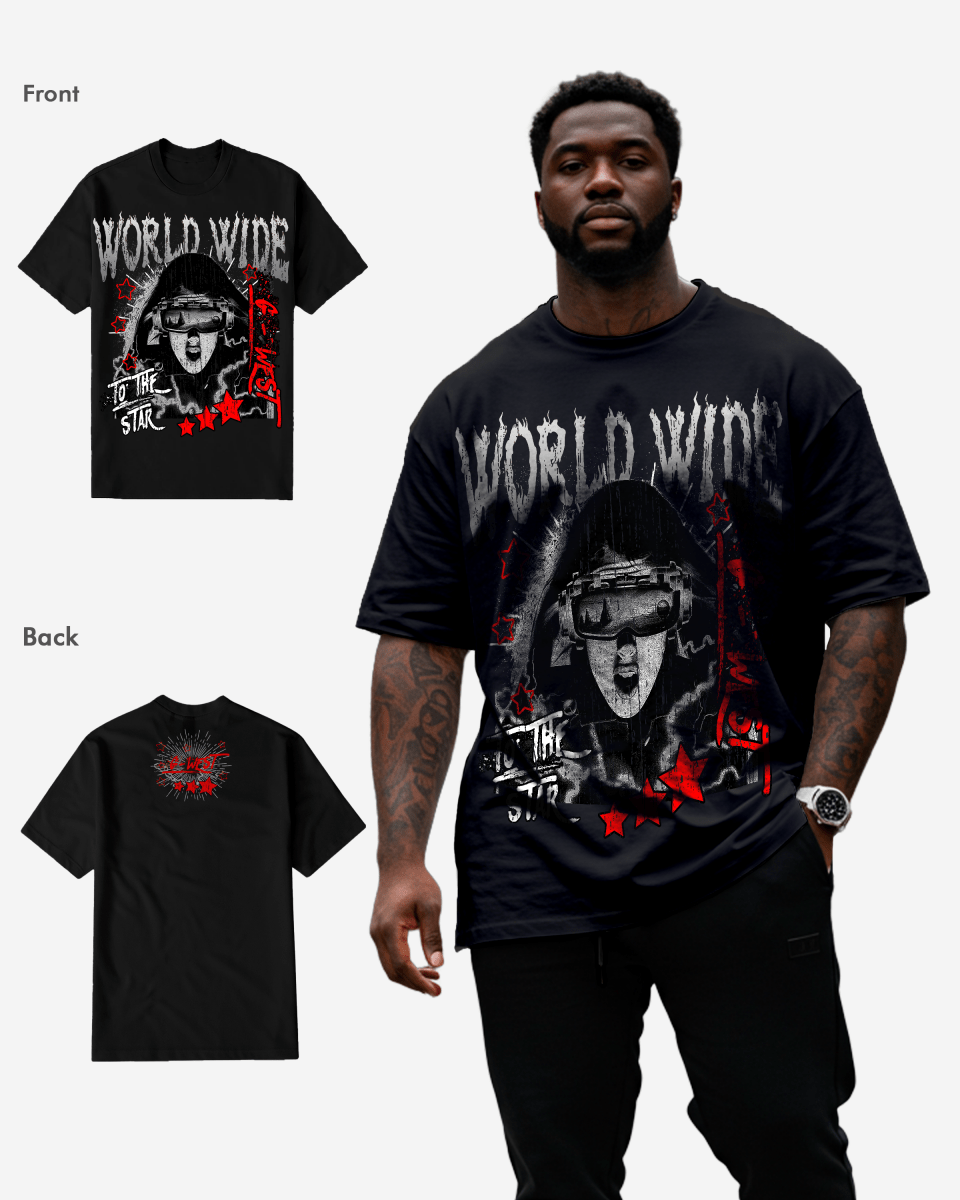 G WEST OLD WORLD WIDE STAR T SHIRT Big and Tall