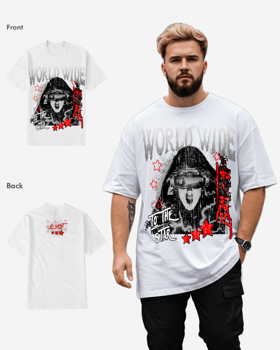 G WEST OLD WORLD WIDE STAR T SHIRT Big and Tall