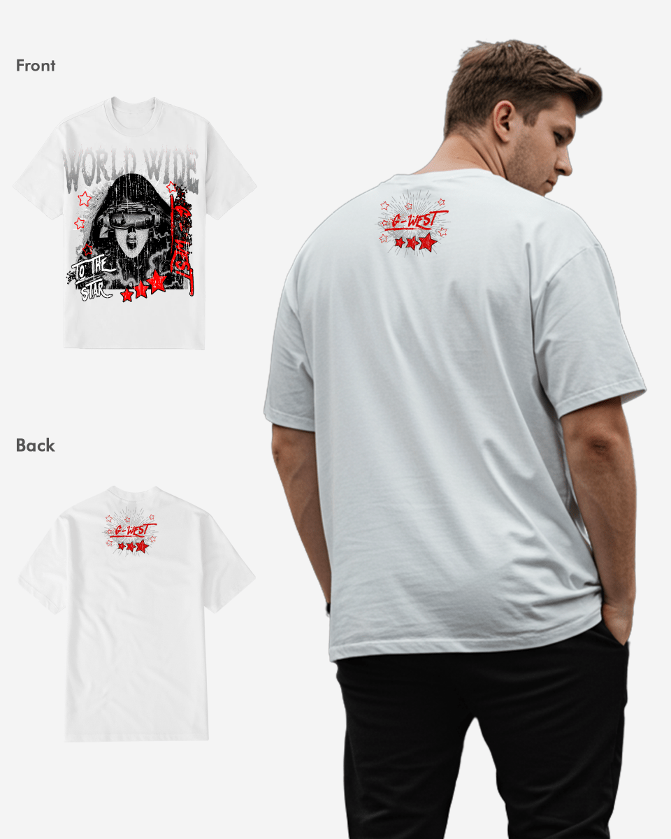 G WEST OLD WORLD WIDE STAR T SHIRT Big and Tall