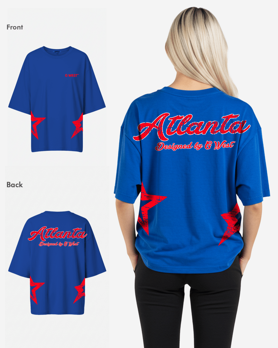 G West Oversized Atlanta Logo Royal Tee - WOMEN