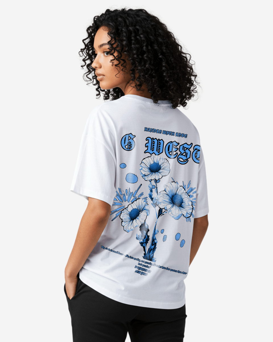 G West Oversized Blue Garden Tee - WOMEN