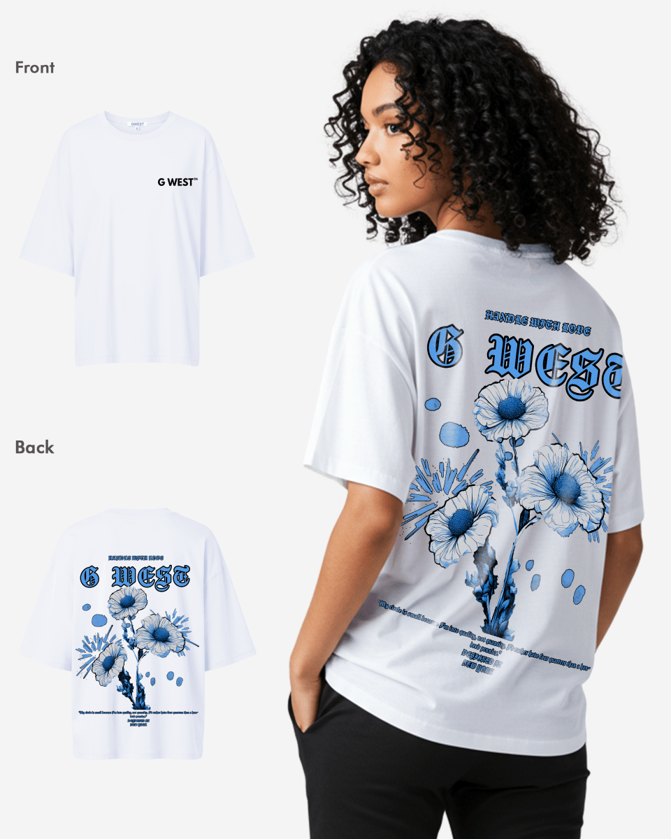 G West Oversized Blue Garden Tee - WOMEN