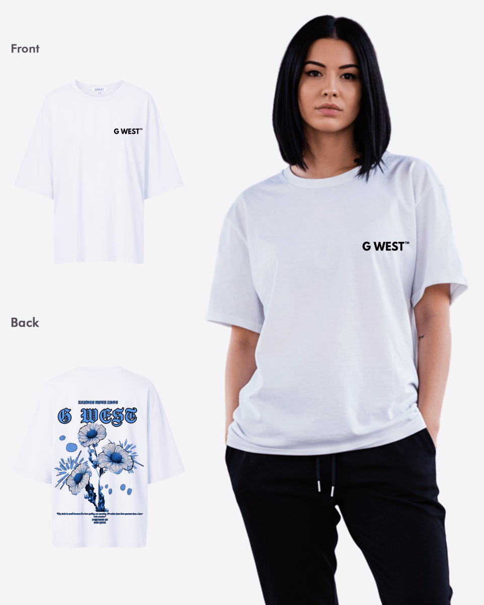 G West Oversized Blue Garden Tee - WOMEN