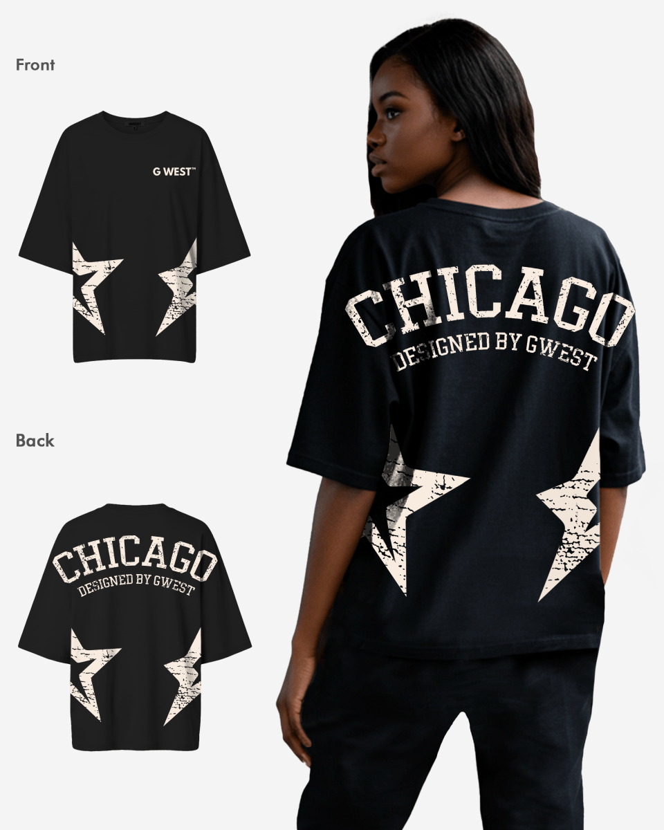 G West Oversized Chicago Arch Logo Tee - WOMEN