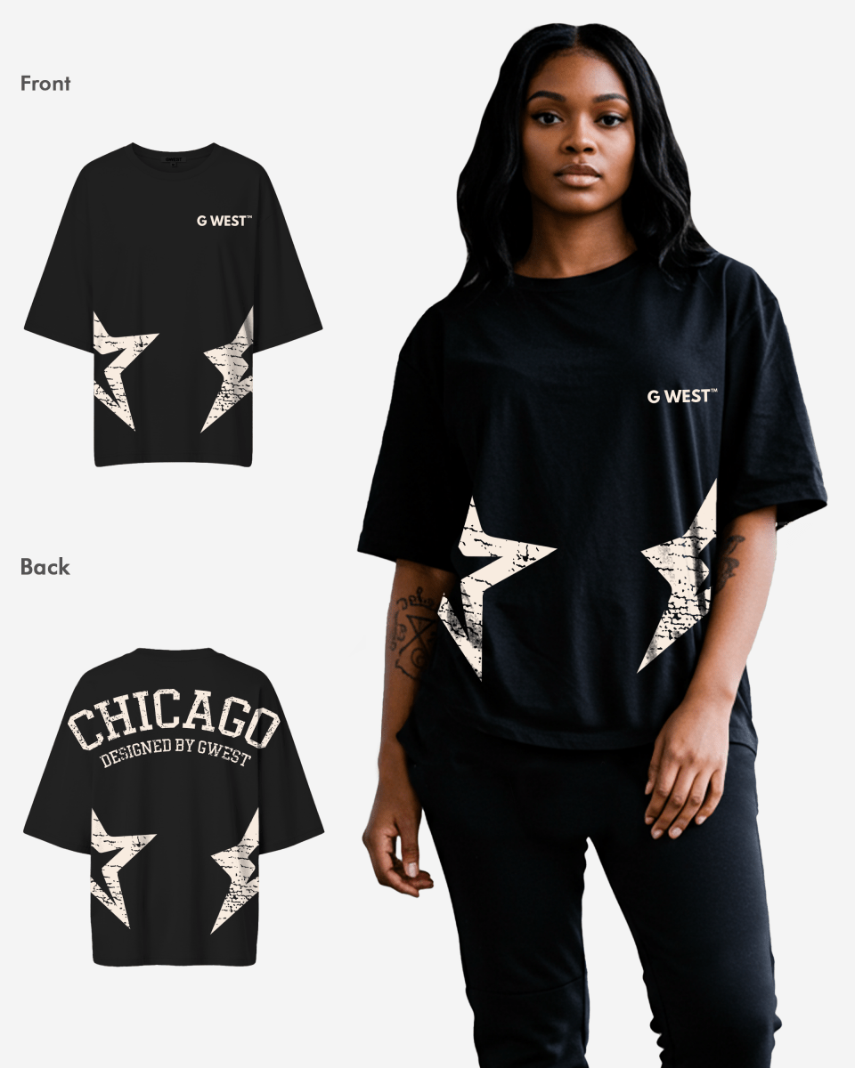 G West Oversized Chicago Arch Logo Tee - WOMEN