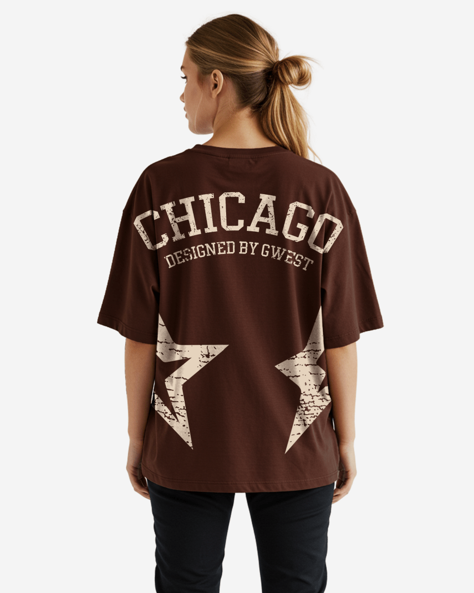 G West Oversized Chicago Arch Logo Tee - WOMEN