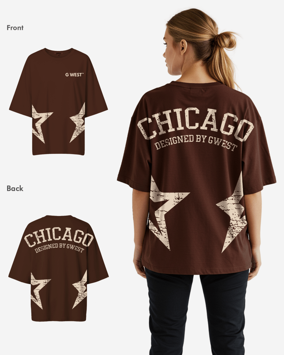 G West Oversized Chicago Arch Logo Tee - WOMEN