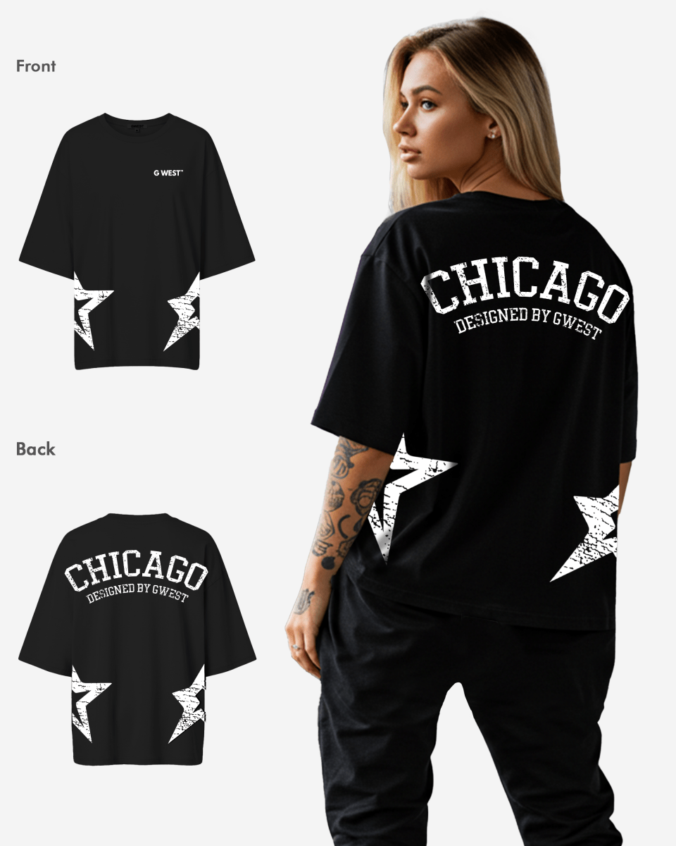 G West Oversized Chicago Arch Logo Tee - WOMEN