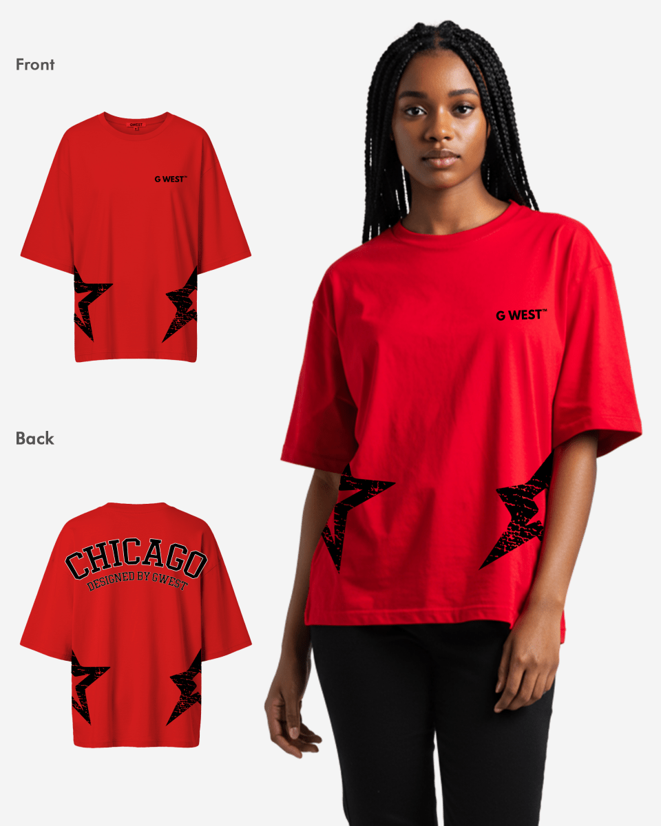 G West Oversized Chicago Arch Logo Tee - WOMEN