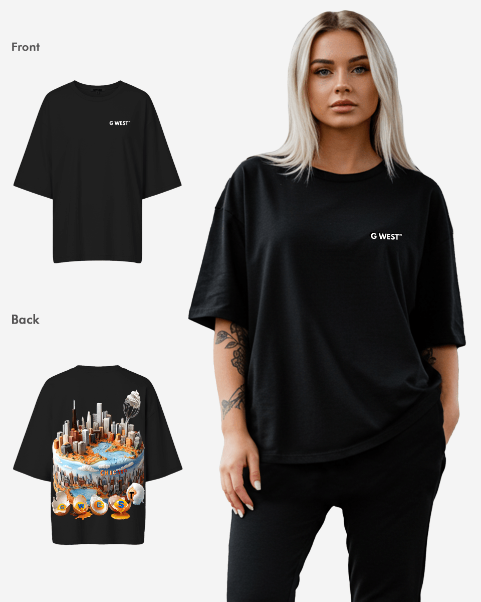 G WEST OVERSIZED CHICAGO CAKE TEE -WOMEN