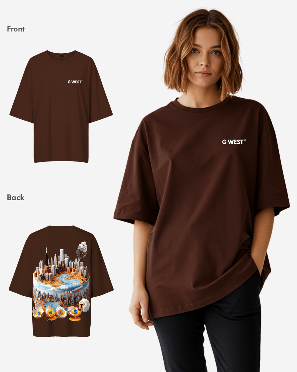 G WEST OVERSIZED CHICAGO CAKE TEE -WOMEN