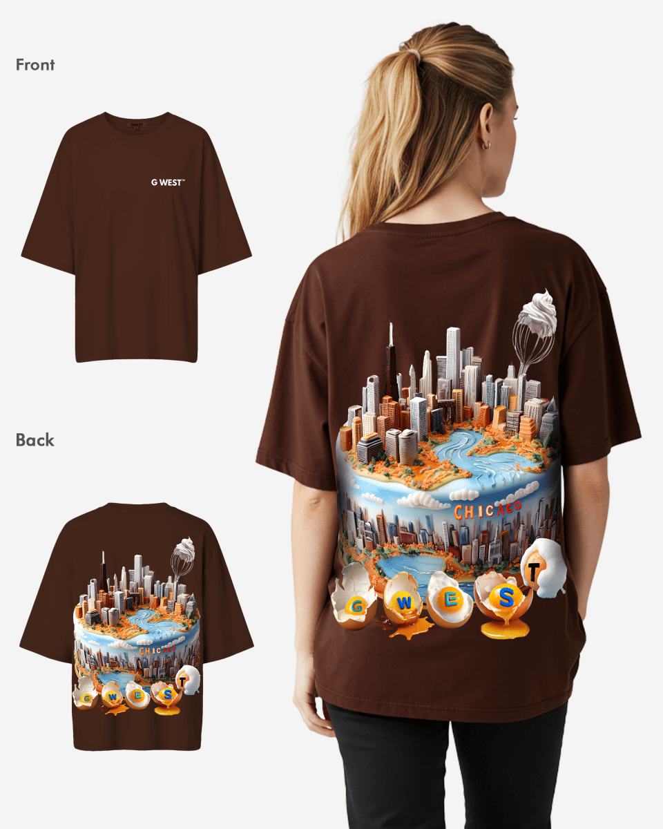 G WEST OVERSIZED CHICAGO CAKE TEE -WOMEN