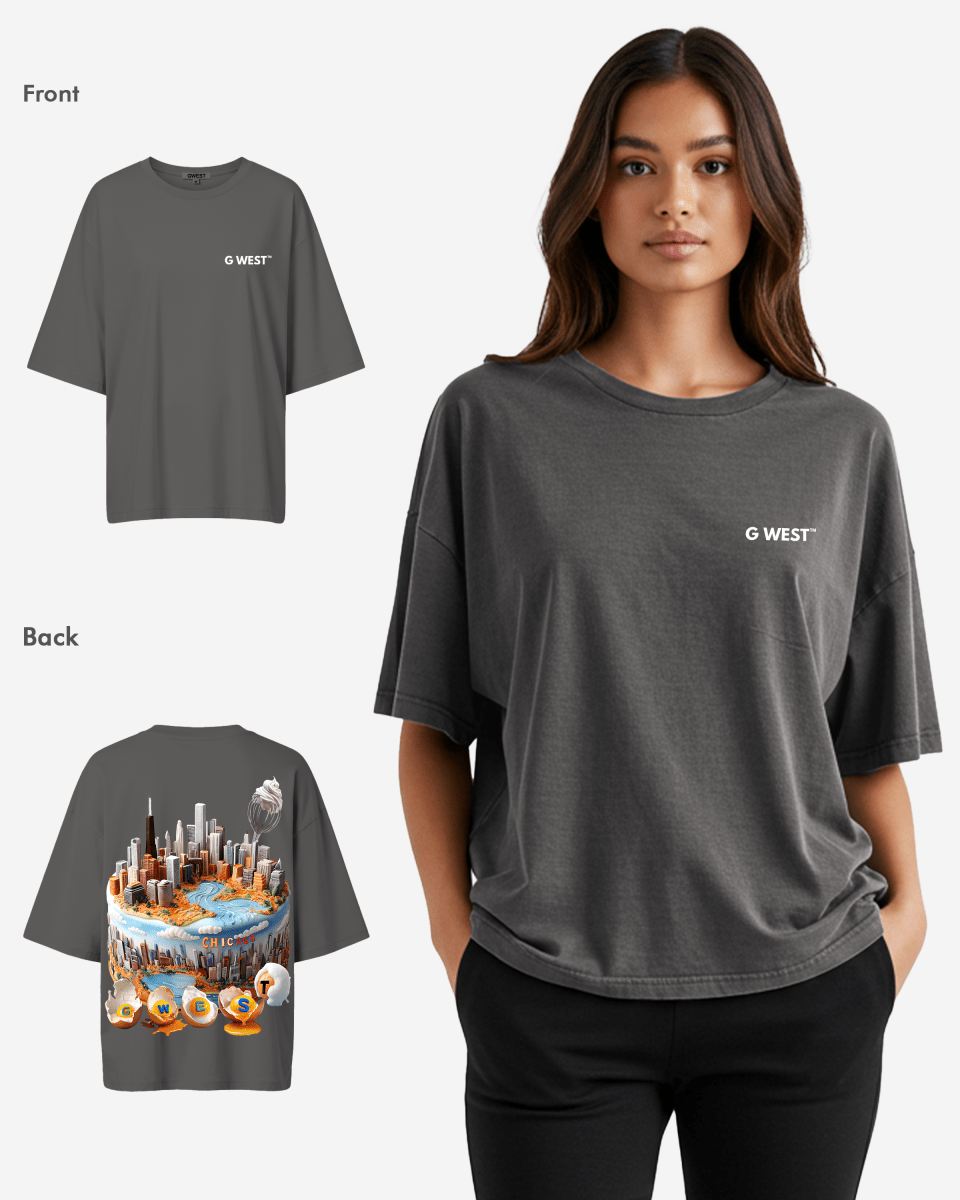 G WEST OVERSIZED CHICAGO CAKE TEE -WOMEN