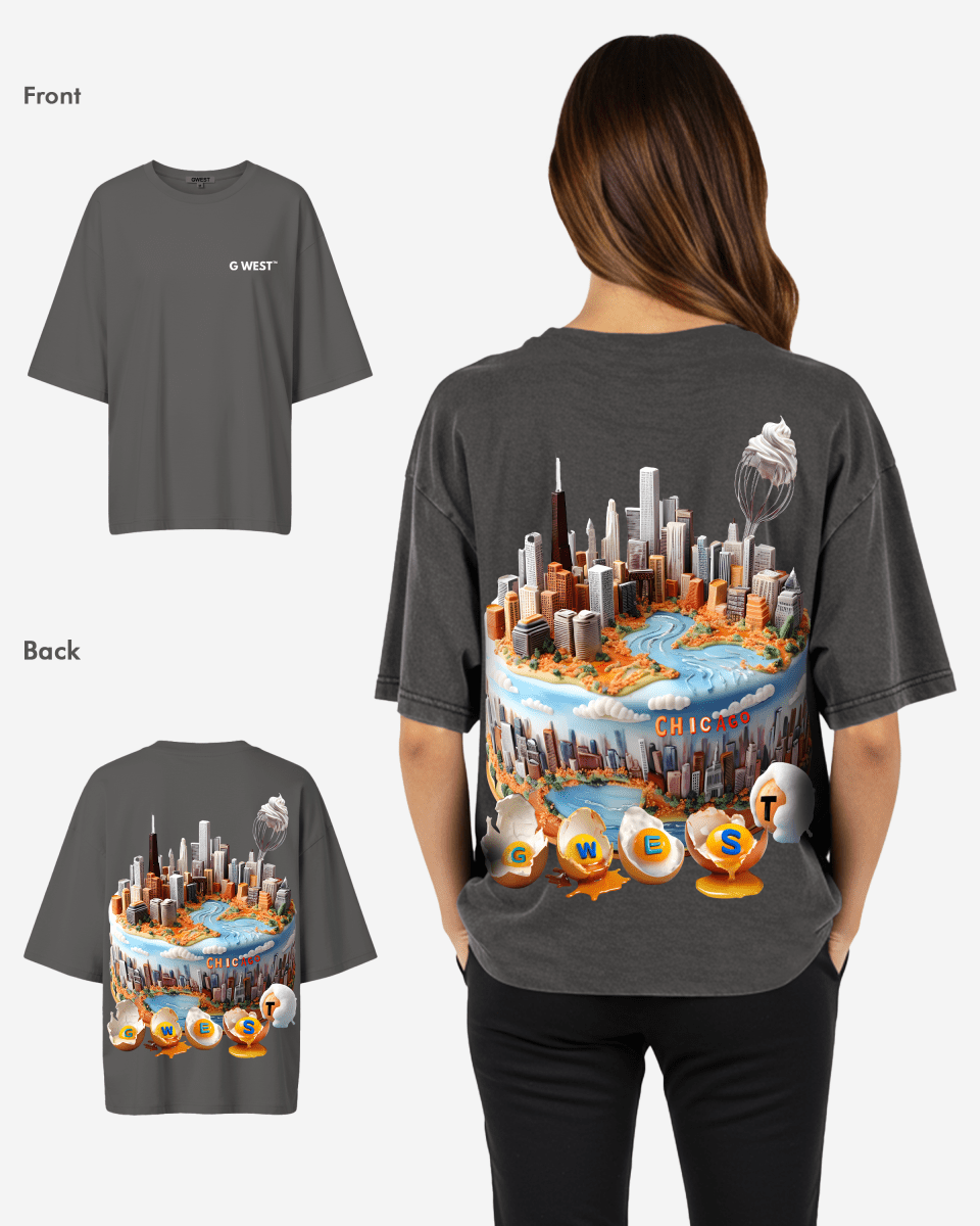 G WEST OVERSIZED CHICAGO CAKE TEE -WOMEN