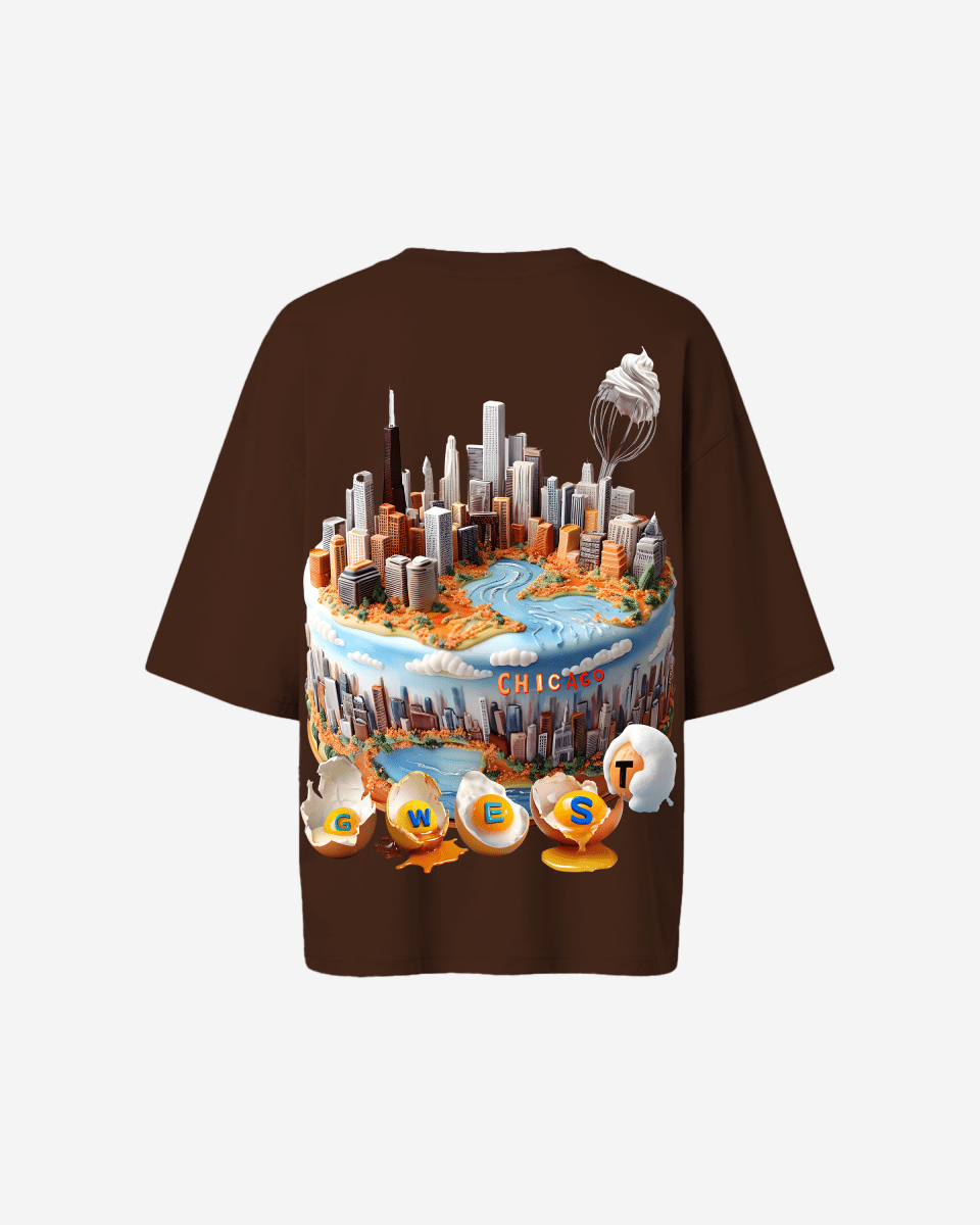 G WEST OVERSIZED CHICAGO CAKE TEE -WOMEN